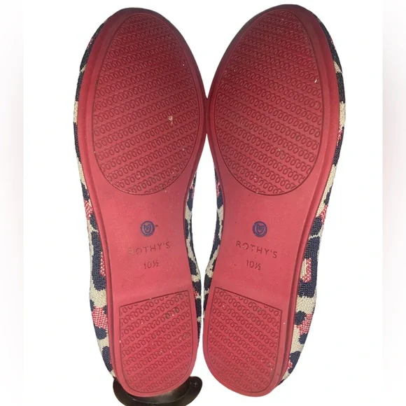 Rothys the flat red cat size 10.5 woman round toe flat shoes GUC Animal print - Picture 9 of 10